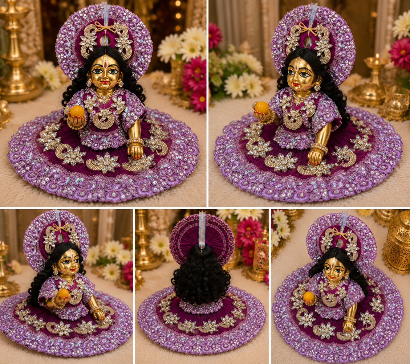 Premium Purple Laddu Gopal Poshak with Mukut | Designer Dress