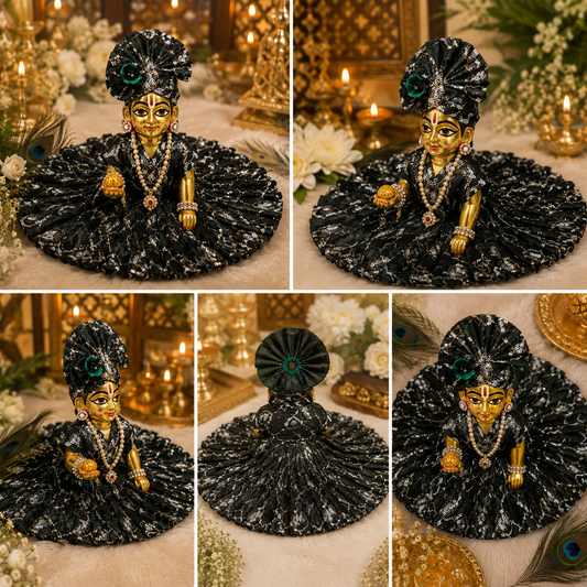 Green & Silver Laddu Gopal Poshak | Designer Krishna Dress