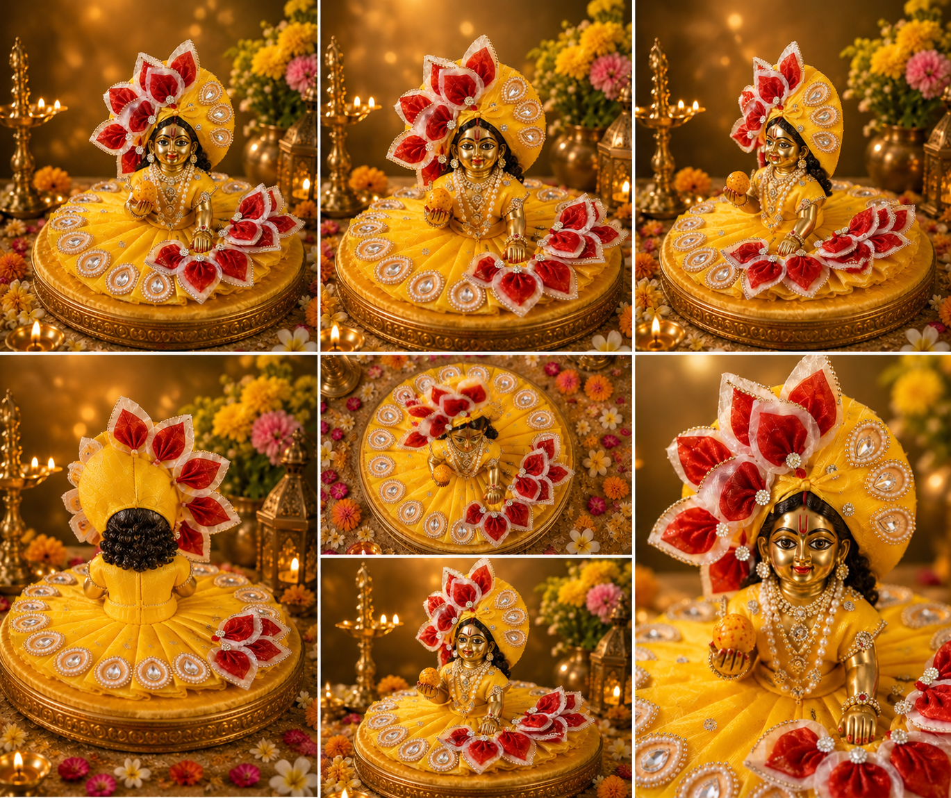 Yellow Laddu Gopal Dress with Designer Mukut | Krishna Poshak