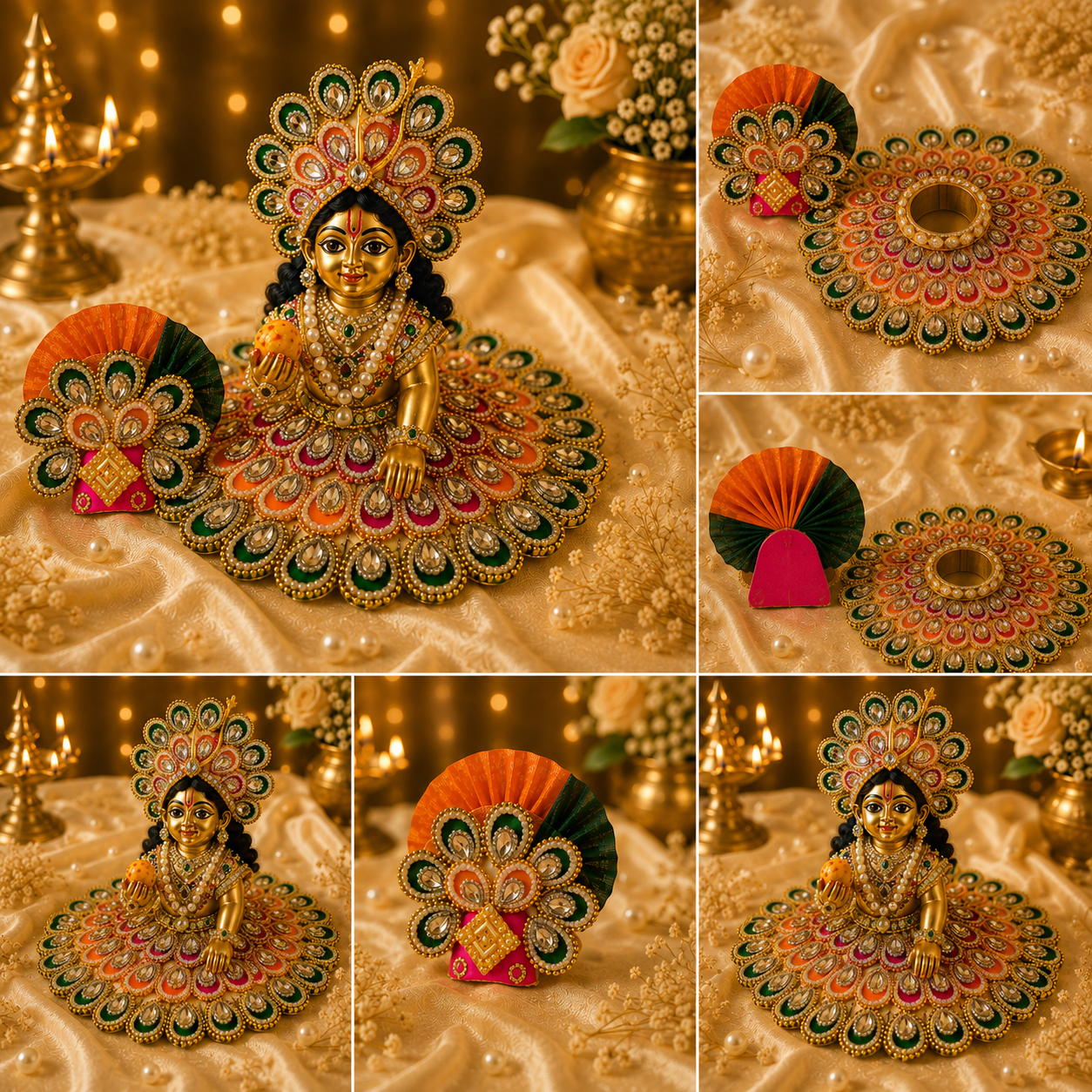 Multicolor Laddu Gopal Dress with Designer Mukut | Krishna Poshak