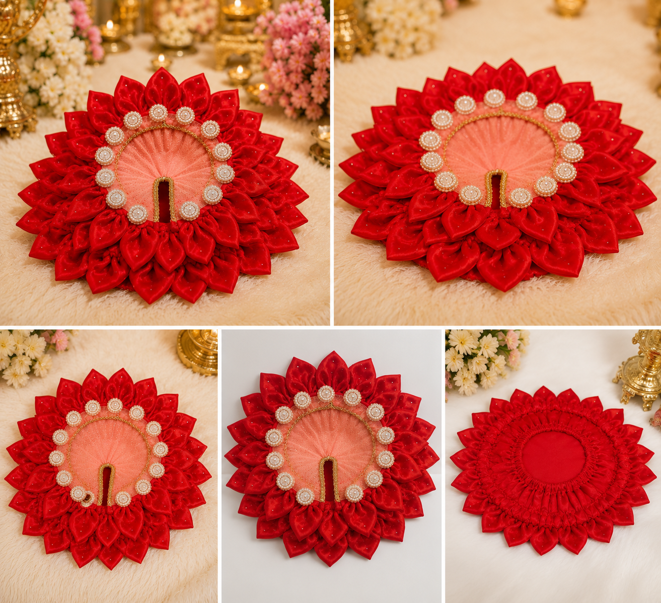 Premium Red Lotus Laddu Gopal Poshak | Handmade Dress