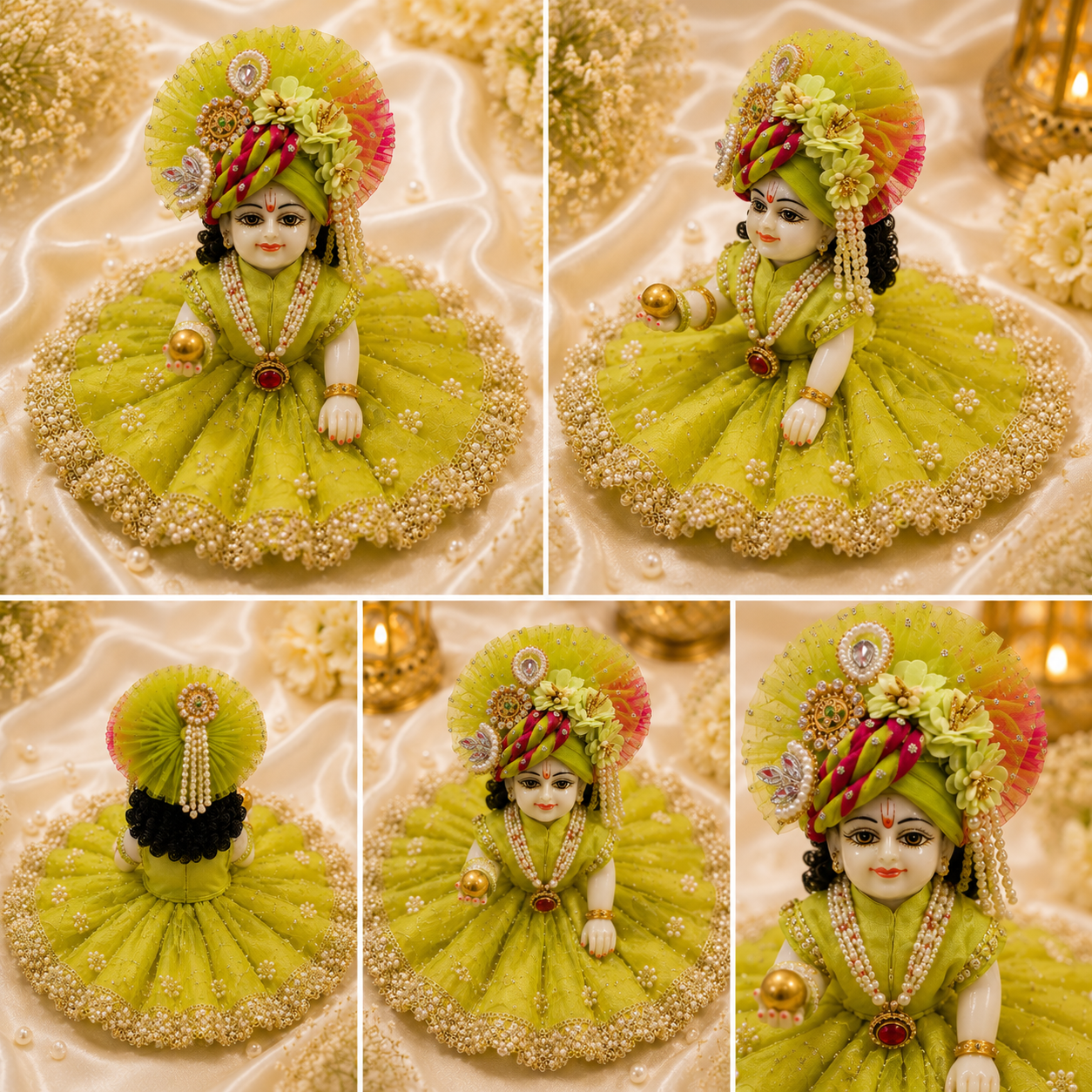 Kanha Ji Designer Poshak Set with Floral Mukut for Laddu Gopal