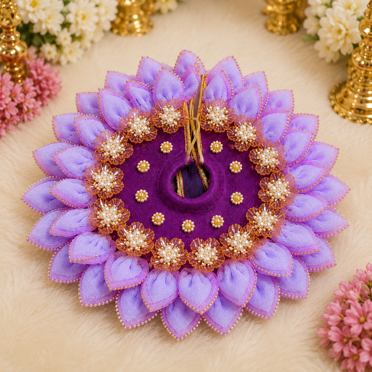 Purple Lotus Laddu Gopal Poshak | Premium Handmade Dress