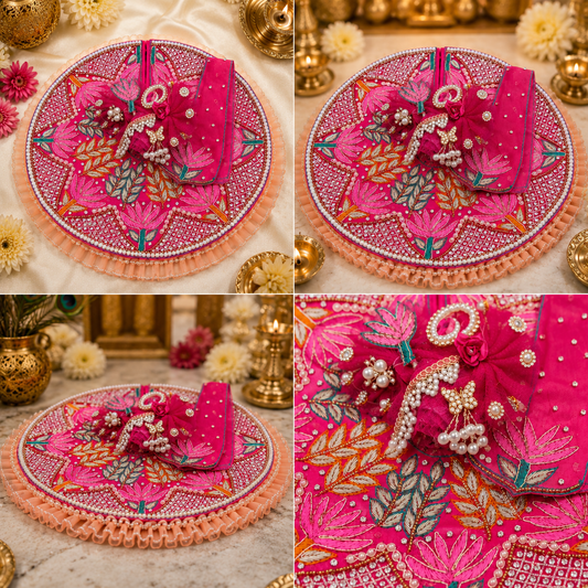 Designer Pink Laddu Gopal Poshak for Krishna Ji | Heavy Pearl Work Dress