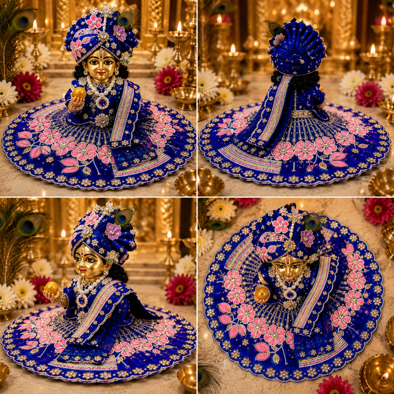 Royal Blue Designer Laddu Gopal Poshak with Mukut