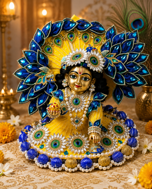 Premium Peacock Laddu Gopal Poshak with Designer Mukut
