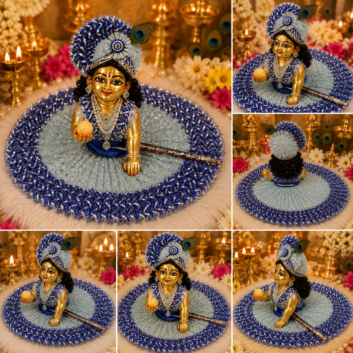 Premium Blue Handmade Laddu Gopal Poshak with Designer Mukut