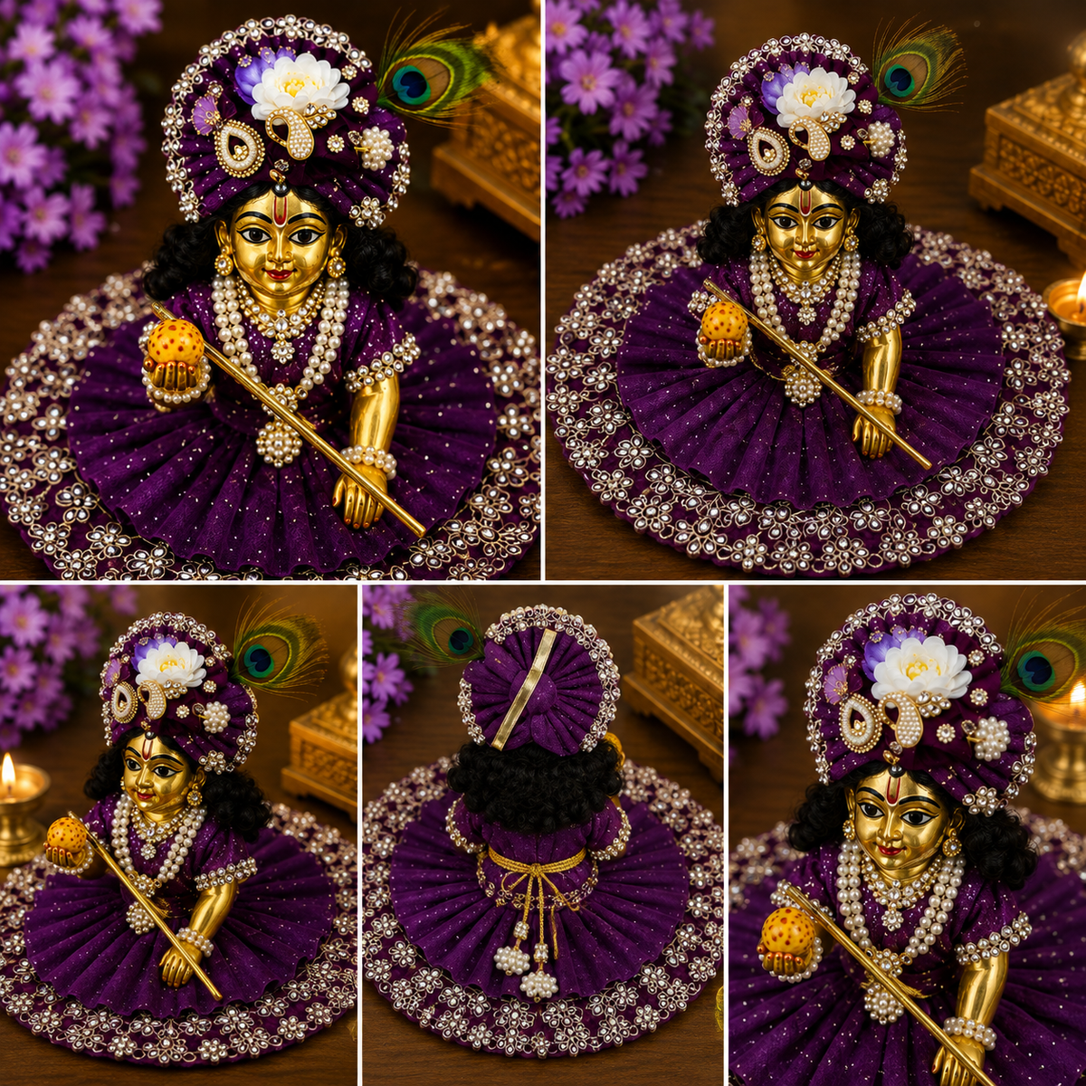 Purple Laddu Gopal Ji Designer Poshak