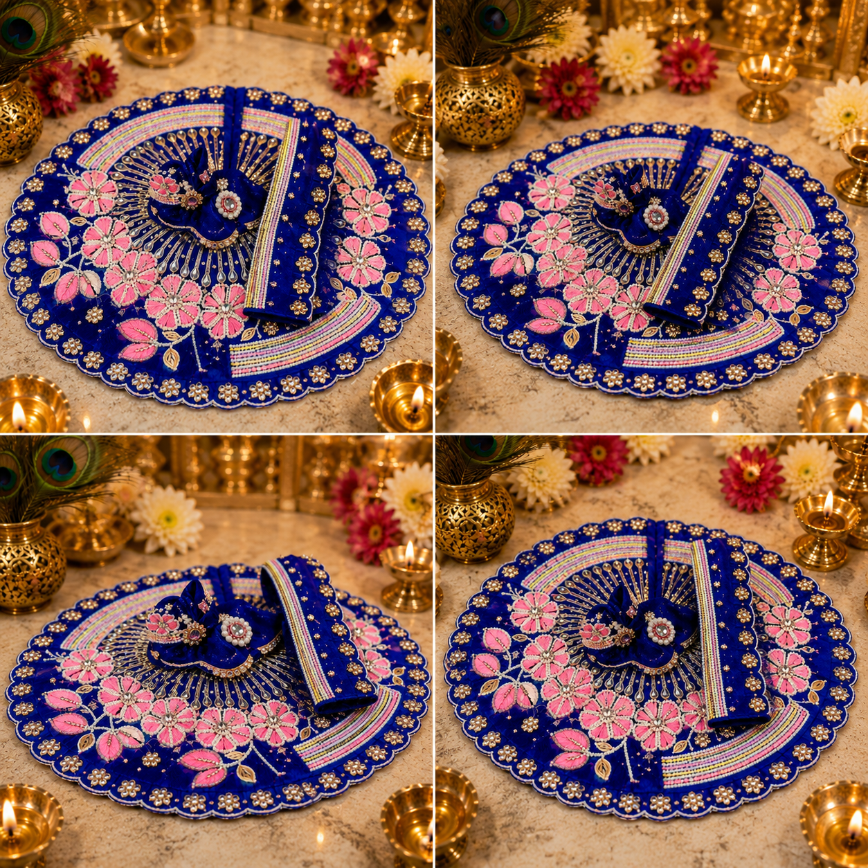 Royal Blue Designer Laddu Gopal Poshak with Mukut