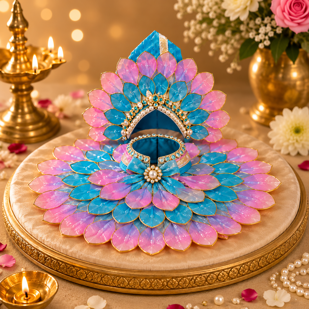 Designer Laddu Gopal Dress with Mukut | Premium Krishna Ji Poshak