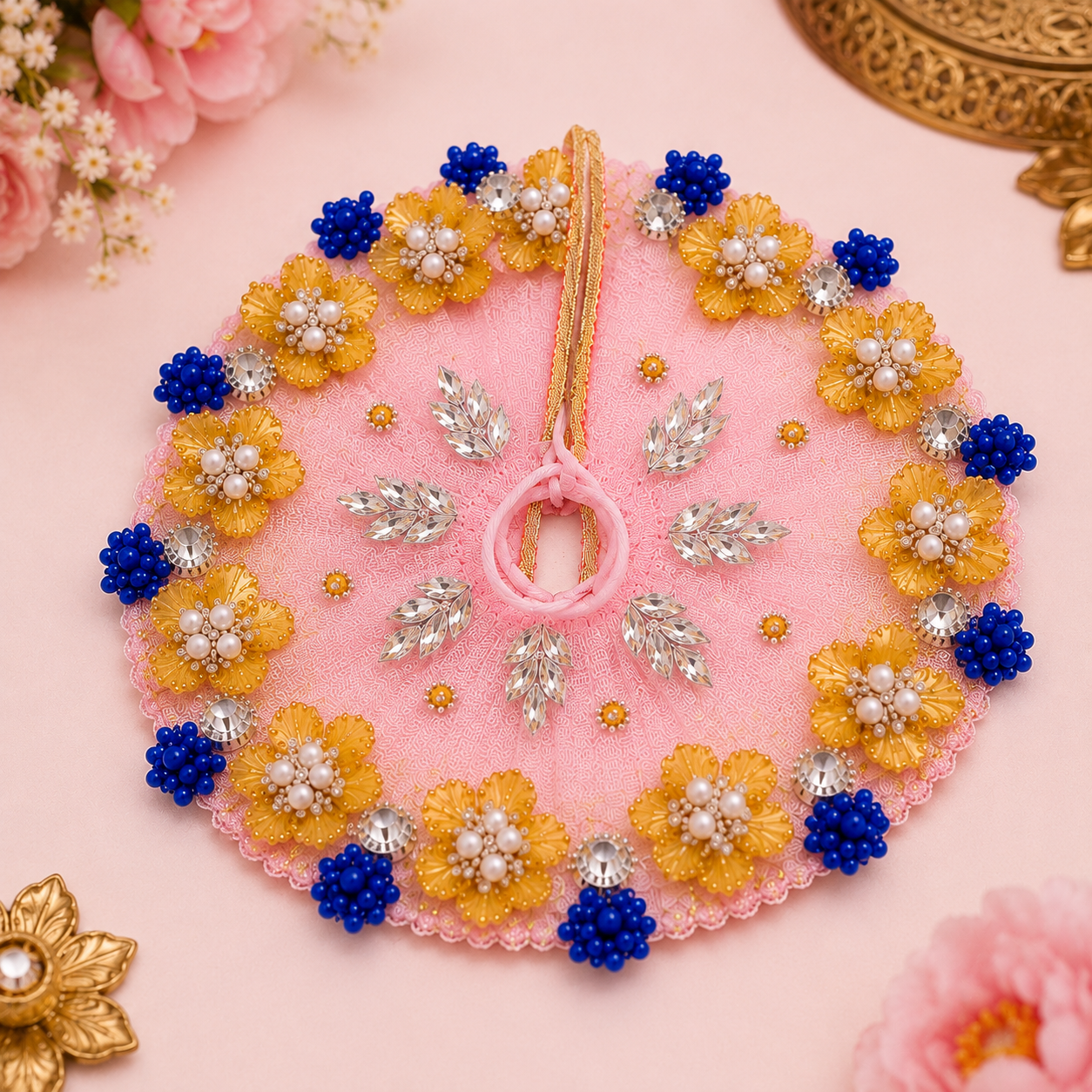Premium Pink Laddu Gopal Poshak with Mukut | Designer Dress