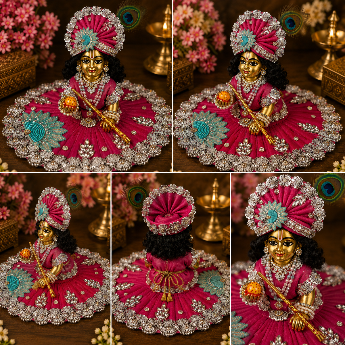 Laddu Gopal Ji Pink Designer Poshak