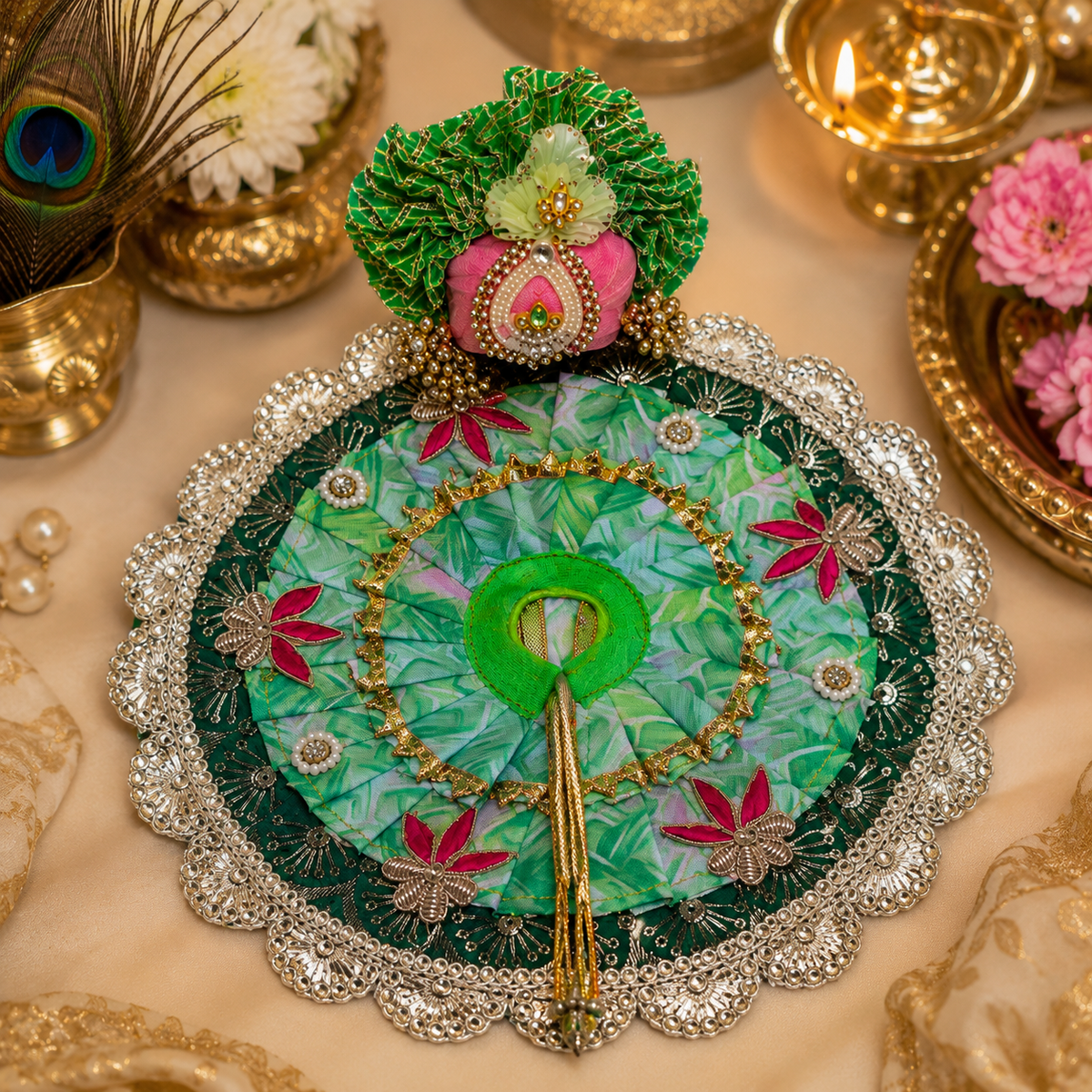 Designer Green Laddu Gopal Poshak