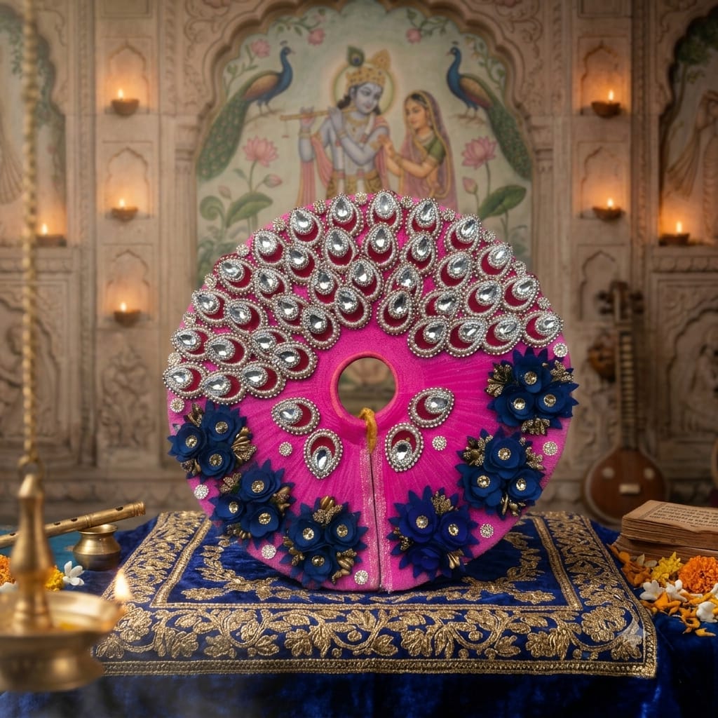 Pink Blue Laddu Gopal Poshak with Mukut | Handmade Dress