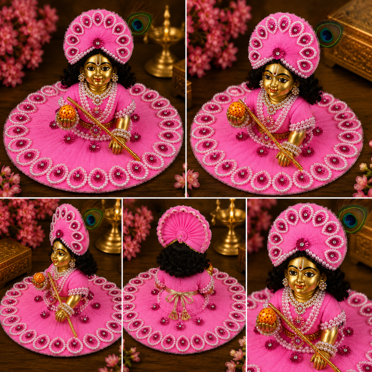 Laddu Gopal Ji Pink Designer Poshak