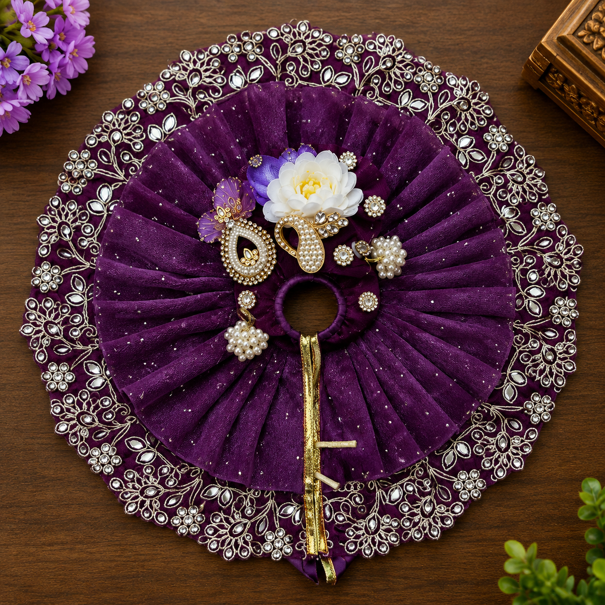 Purple Laddu Gopal Ji Designer Poshak