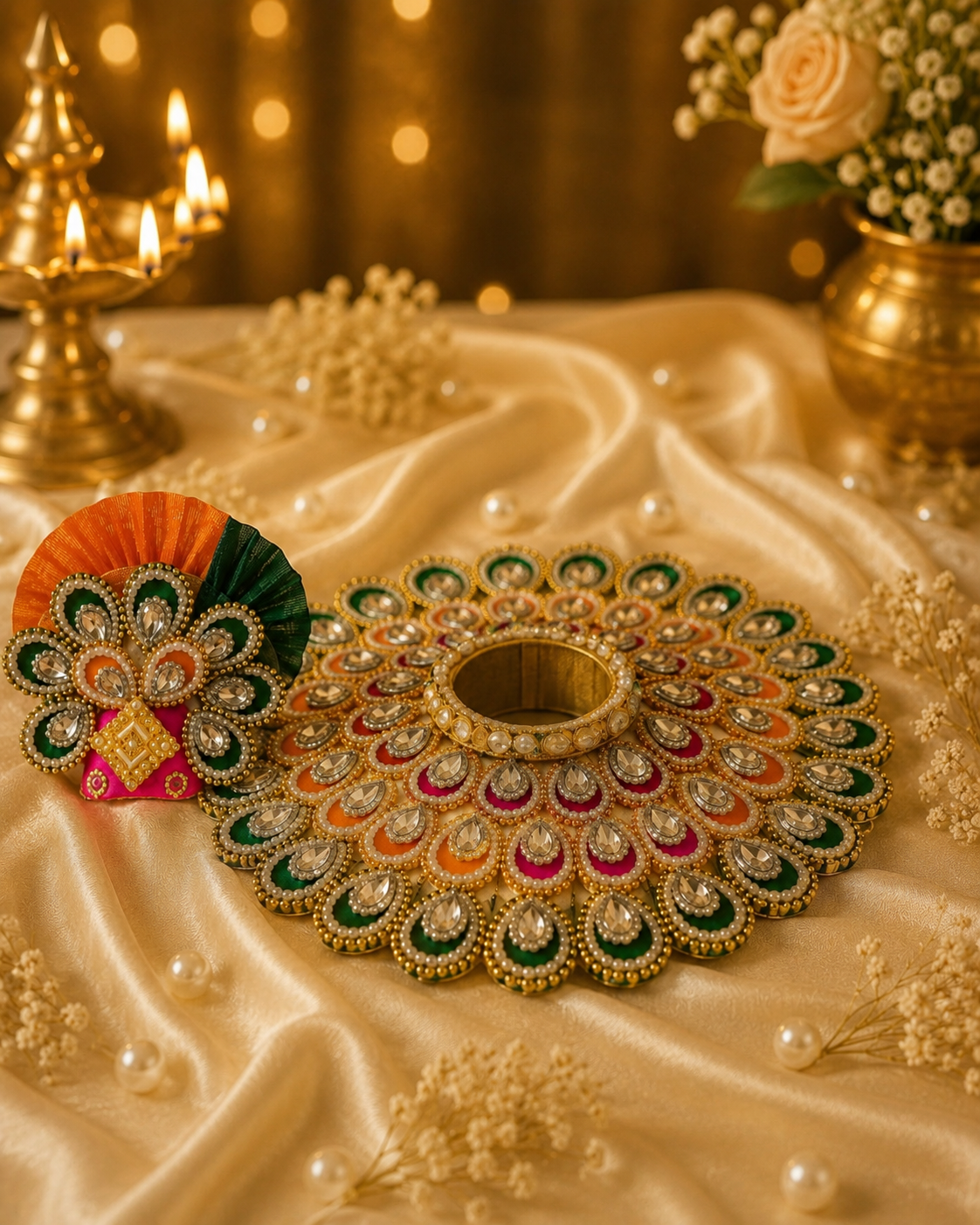 Multicolor Laddu Gopal Dress with Designer Mukut | Krishna Poshak