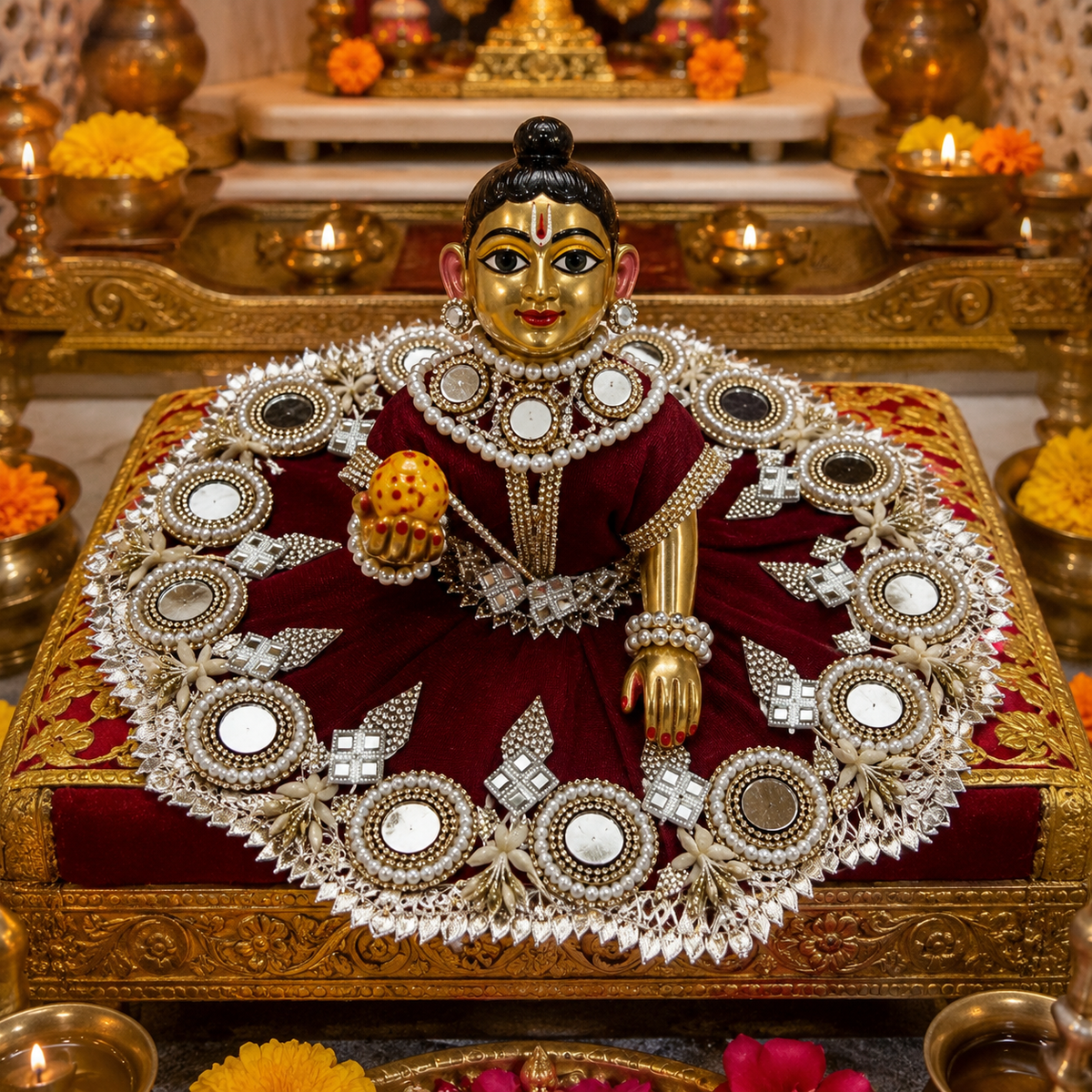 Laddu Gopal Maroon Poshak