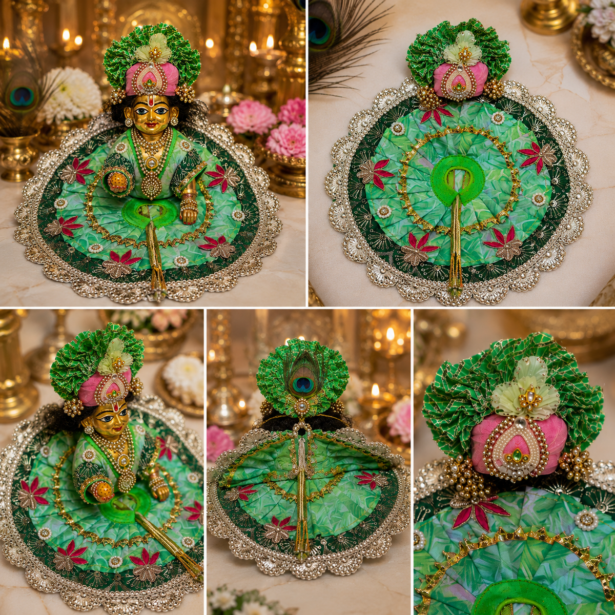 Designer Green Laddu Gopal Poshak