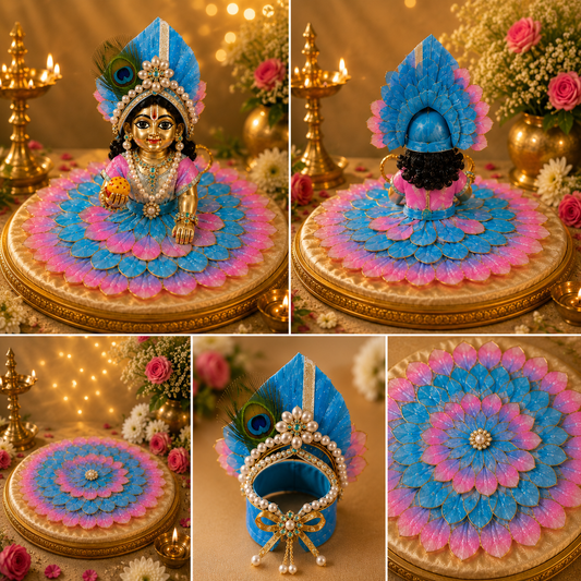 Designer Laddu Gopal Dress with Mukut | Premium Krishna Ji Poshak