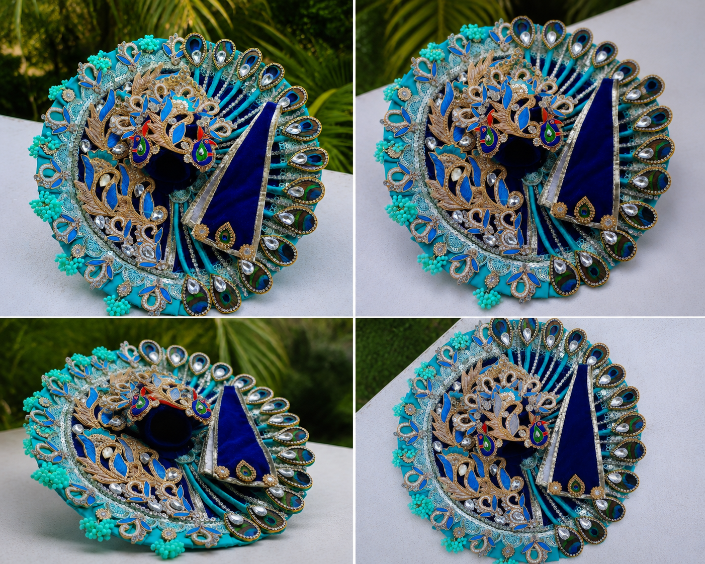 Premium Handmade Laddu Gopal Poshak Set with Peacock Mukut – Royal Blue