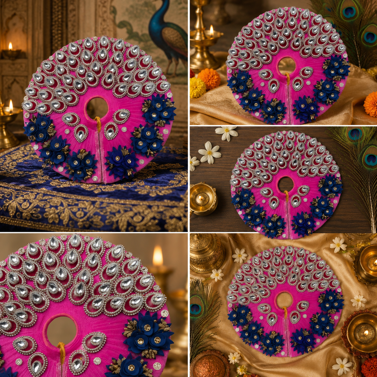 Pink Blue Laddu Gopal Poshak with Mukut | Handmade Dress