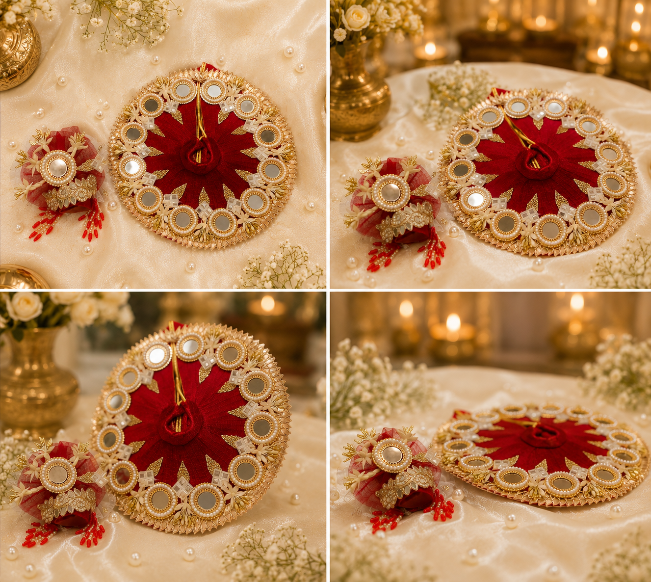 Red Designer Laddu Gopal Poshak with Mukut | Premium Dress