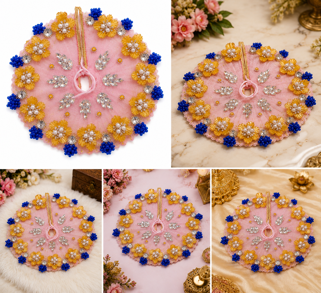 Premium Pink Laddu Gopal Poshak with Mukut | Designer Dress