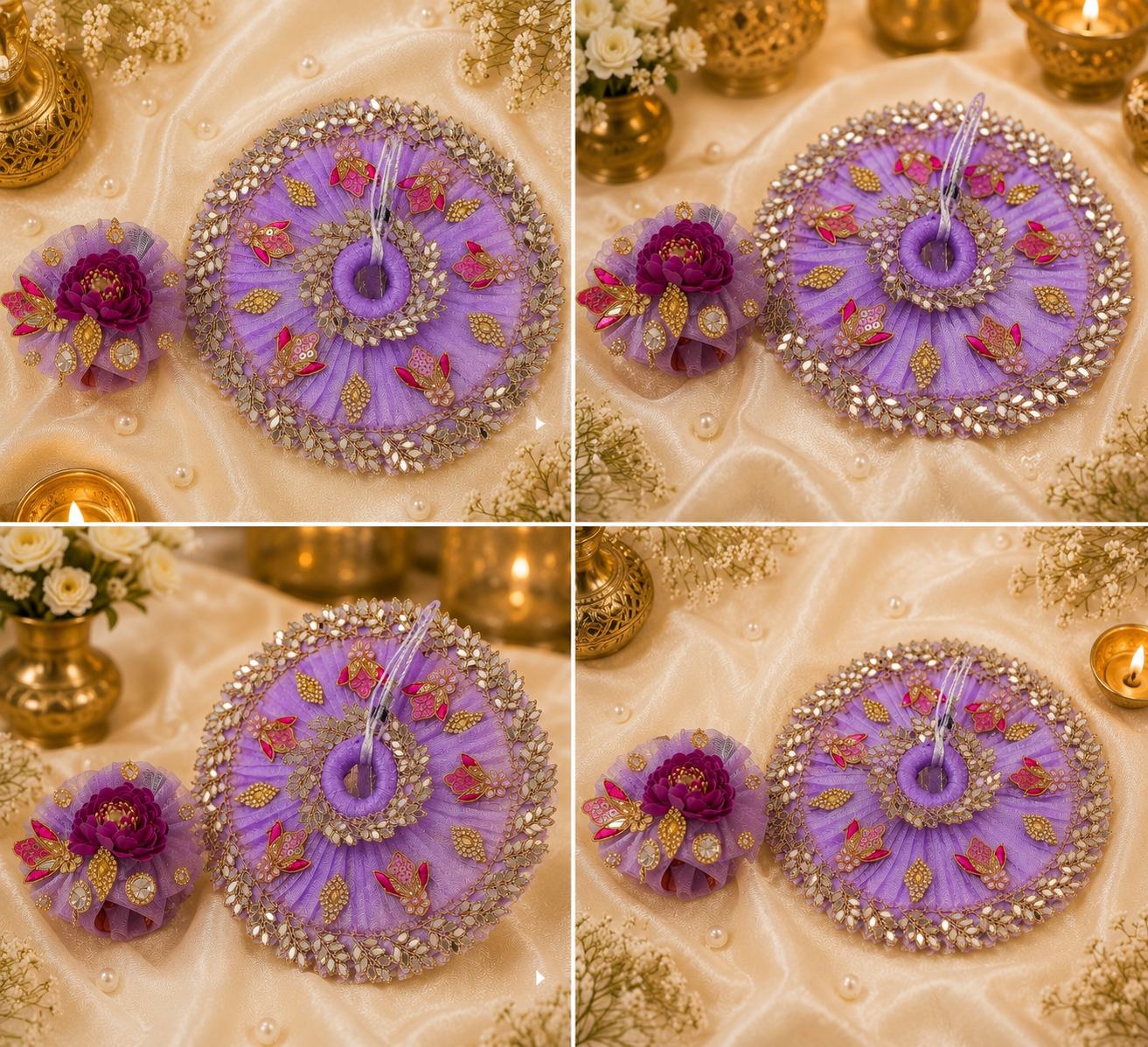 Premium Handmade Laddu Gopal Lavender Dress with Matching Mukut
