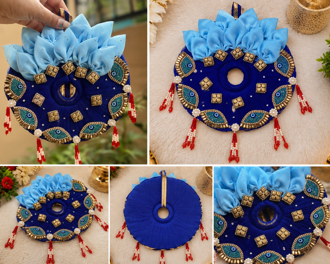Royal Blue Laddu Gopal Poshak with Mukut | Designer Dress