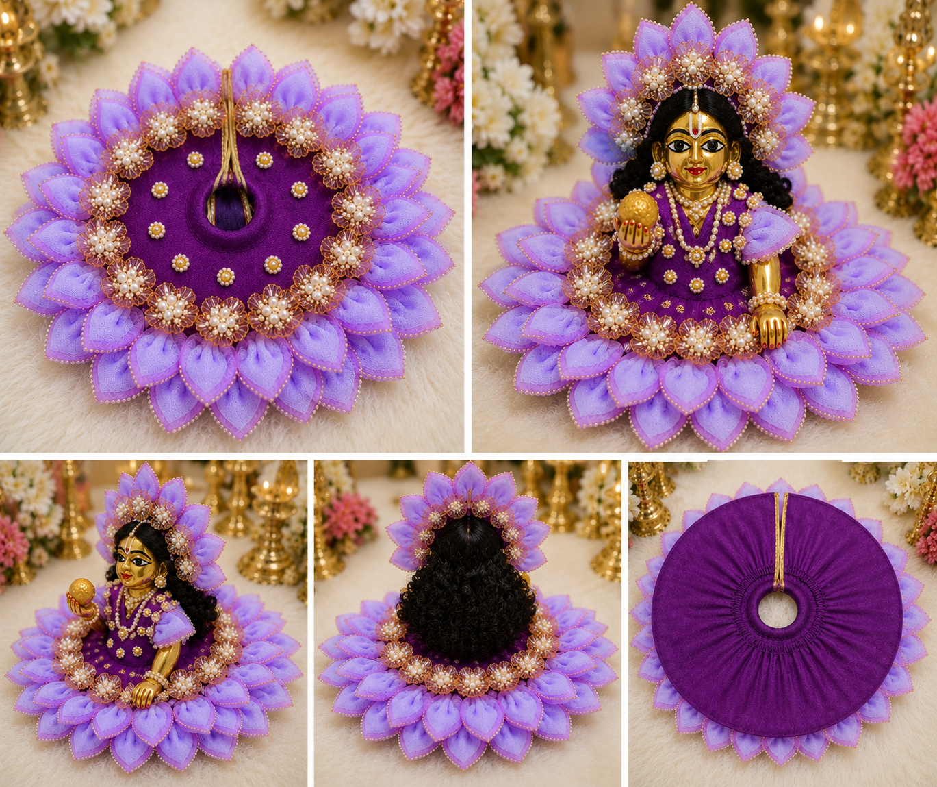 Purple Lotus Laddu Gopal Poshak | Premium Handmade Dress